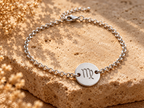 Virgo zodiac bracelet with Maiden symbol on a 925 sterling silver rolo chain, personalized birth date engraving on the back
