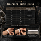 Virgo bracelet sizing chart poster with wrist measurement steps