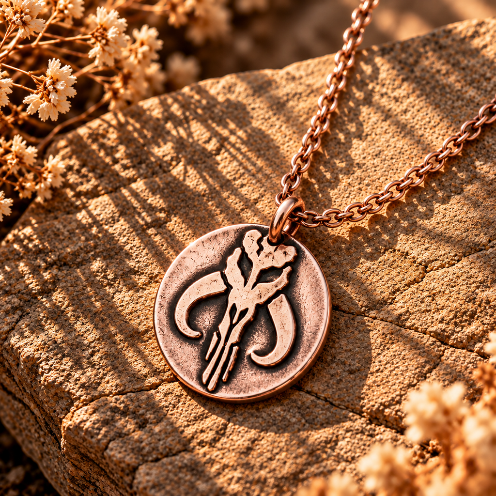 Rose gold–toned round pendant necklace with mythosaur medallion and link chain
