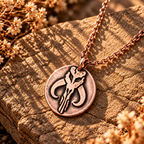 Rose gold–toned round pendant necklace with mythosaur medallion and link chain