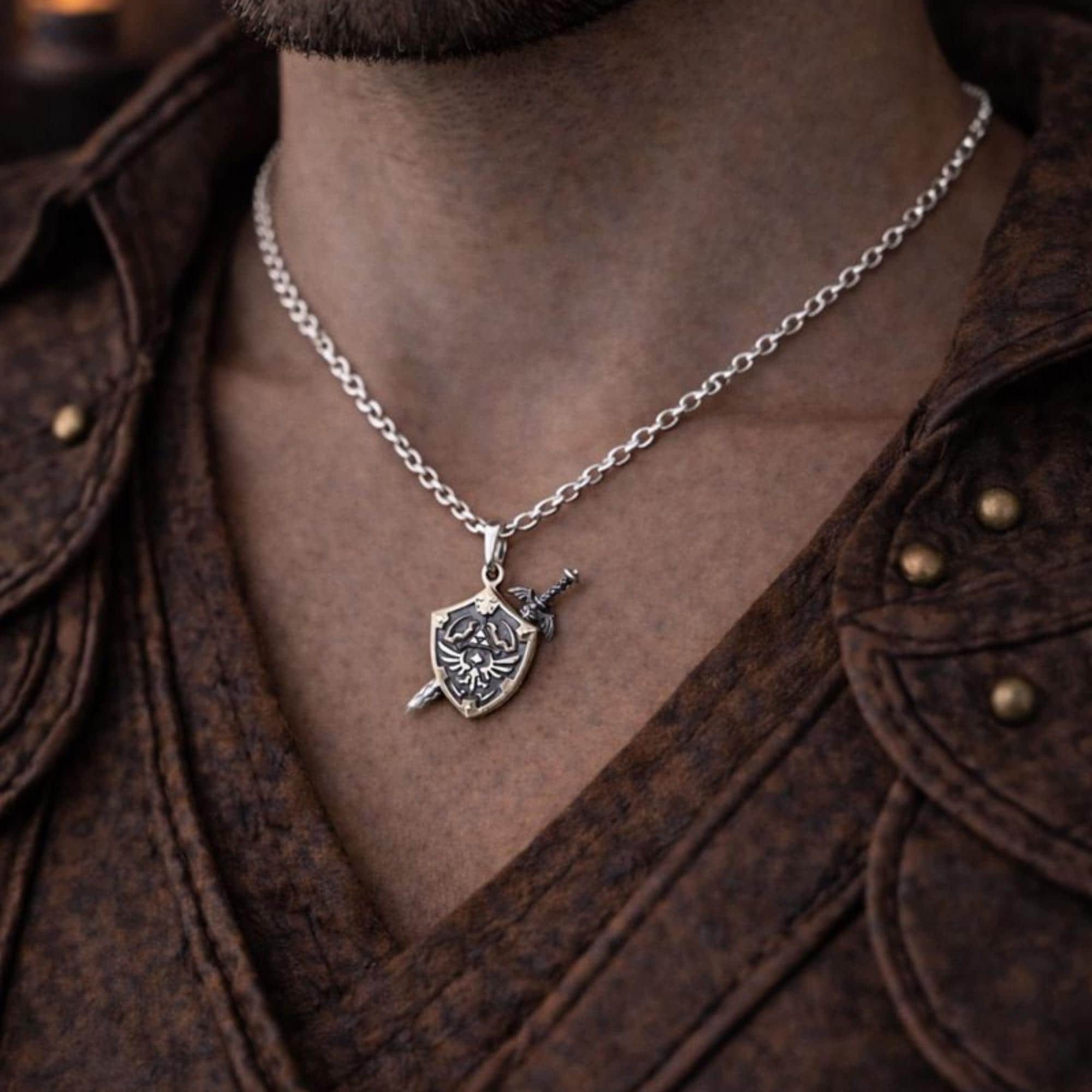 Master Sword & Hylian Shield Necklace Set